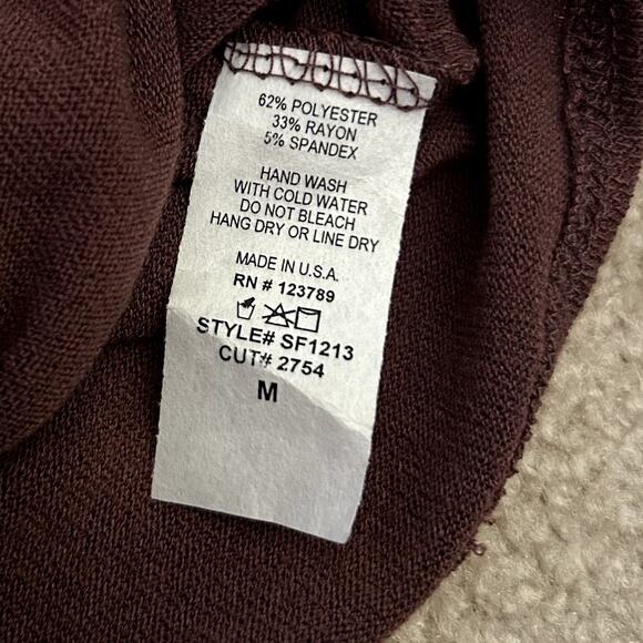 Six/Fifty Women´s Long Sleeve Relaxed Fit Front tie Maroon Brown Blouse Size M - Picture 10 of 10